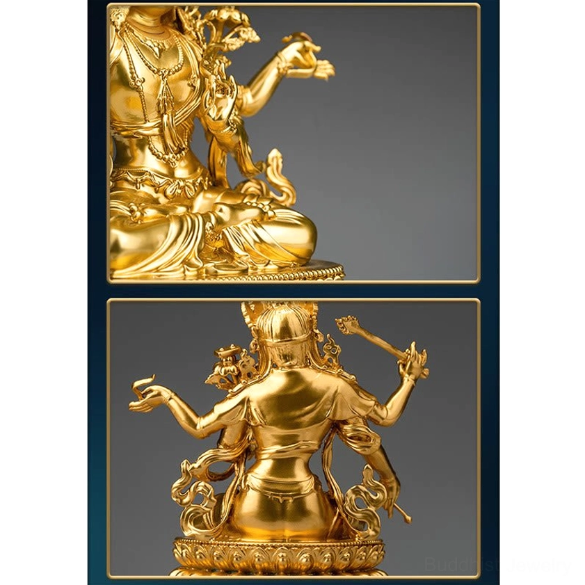 Manjusri Bodhisattva upper body and rear view detail showing intricate golden decoration