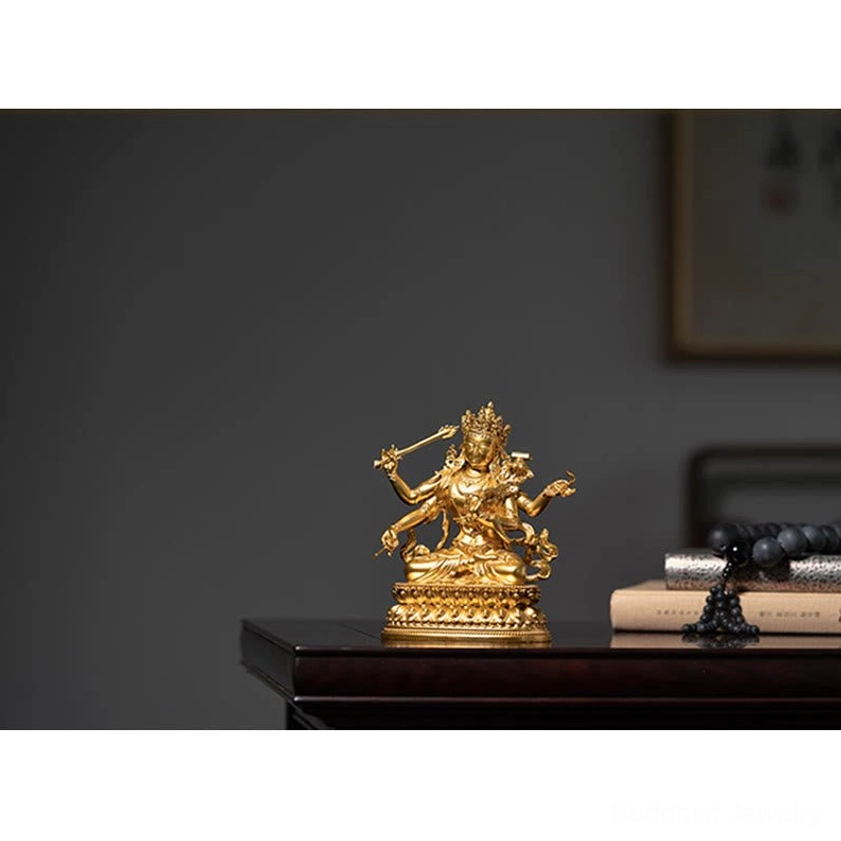 Manjusri statue pure copper construction handcrafted Buddhist art