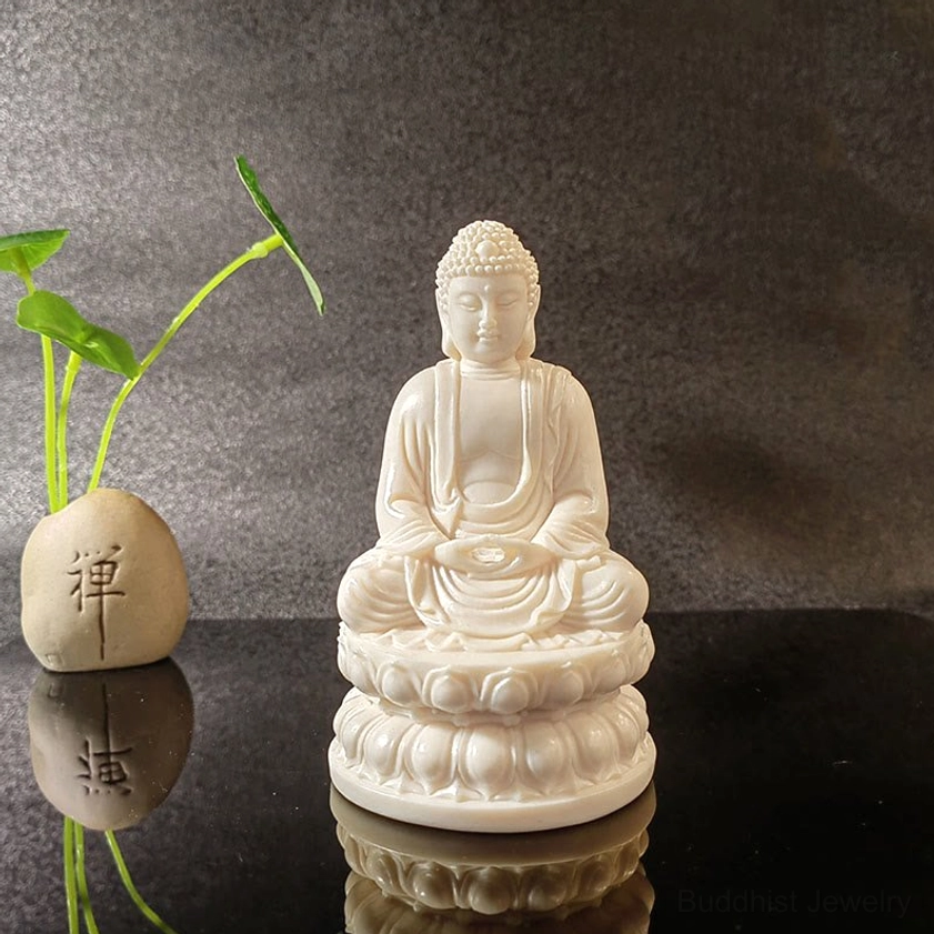 Manjusri wisdom bodhisattva - natural ivory fruit carved Buddhist altar figure