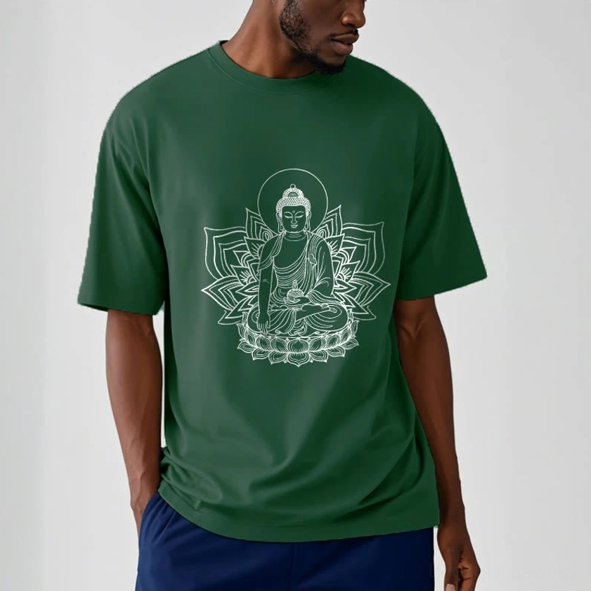 Unisex Medicine Buddha t-shirt multiple colors available light grey light cyan display