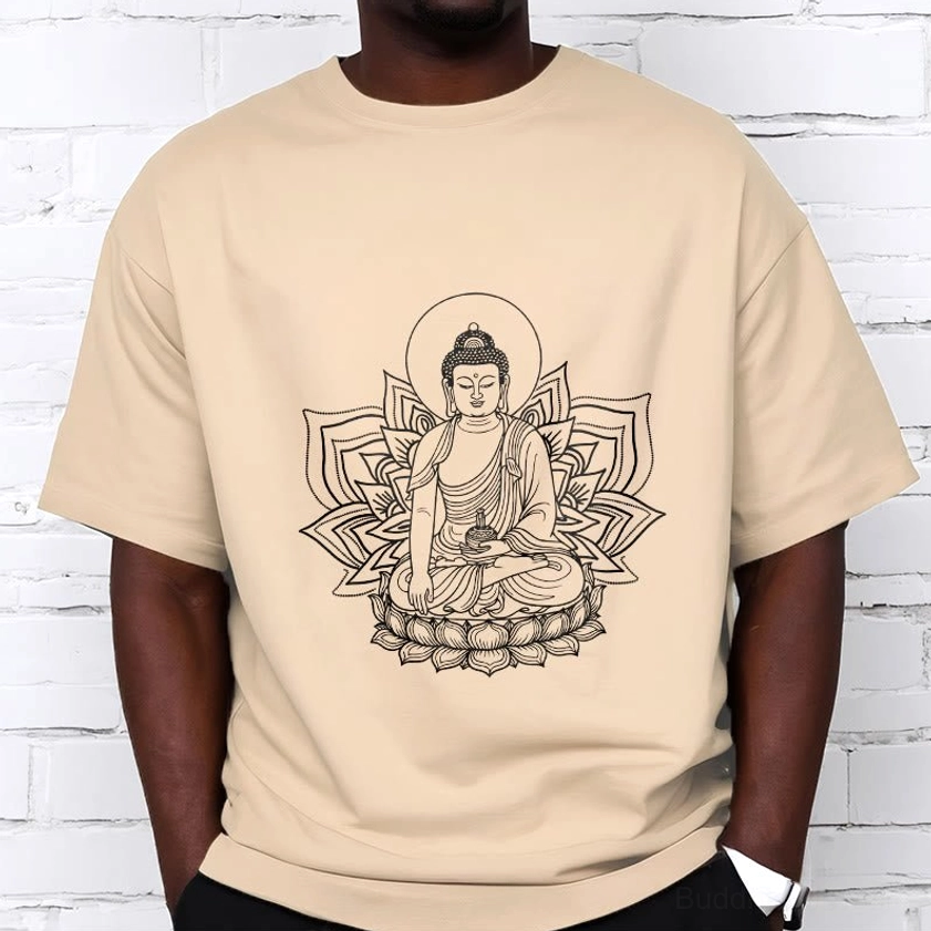Medicine Buddha healing t-shirt detail close-up of white ink spiritual art design