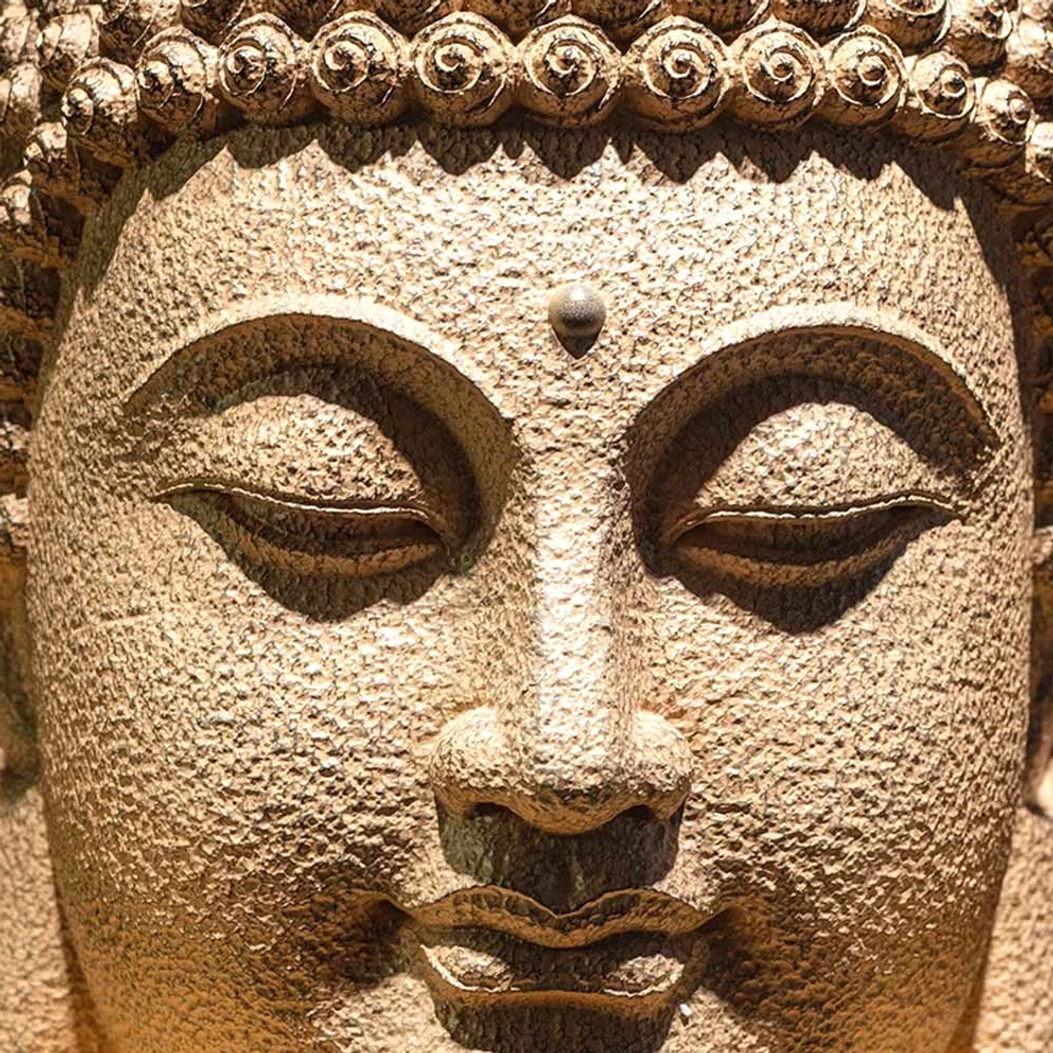 Meditating Buddha head resin statue premium handmade meditation room decor with serene expression