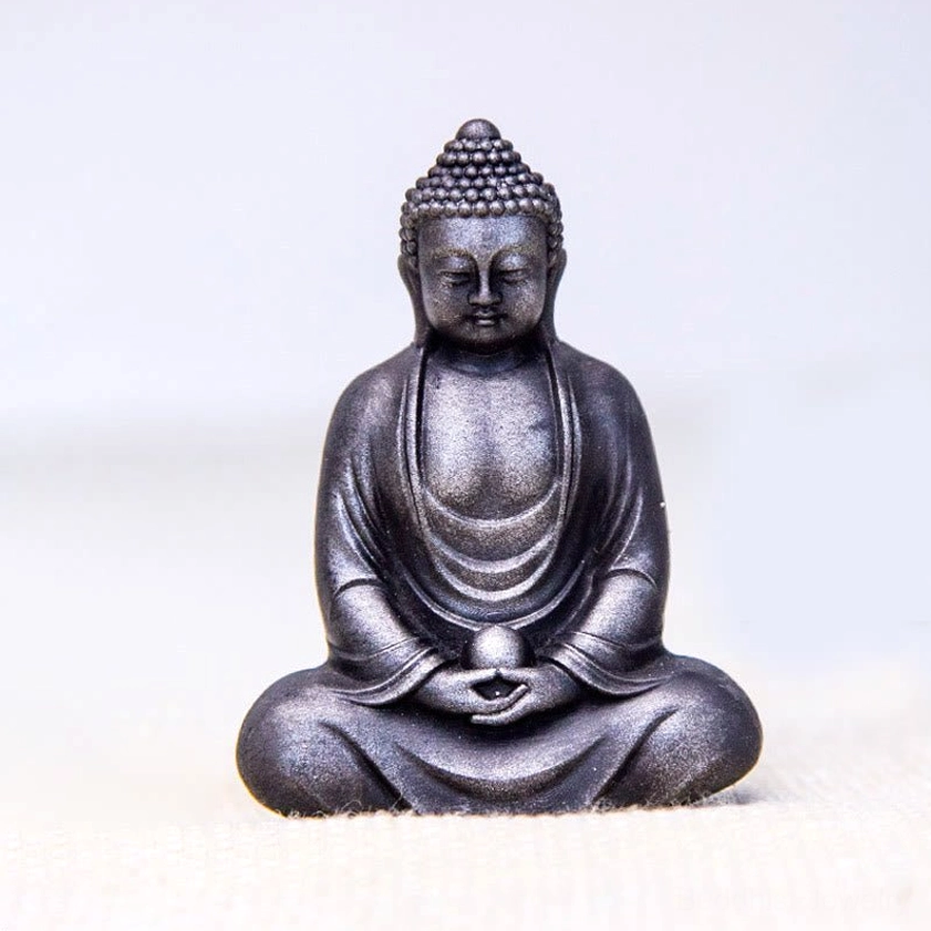 Meditating Buddha statue polished finish 10x7.5x2.3cm with smooth refined surface