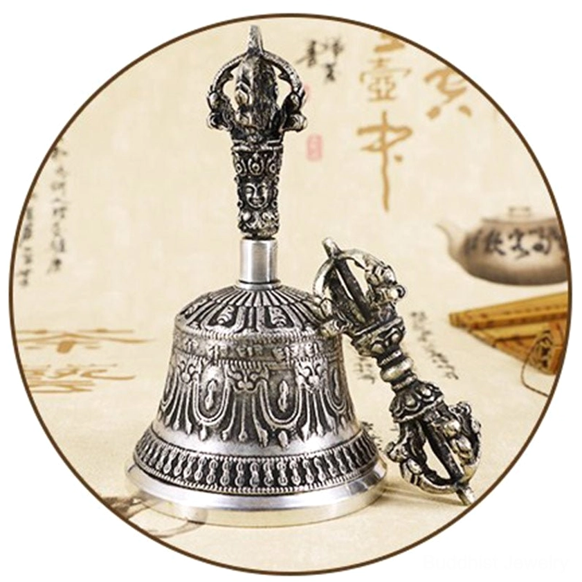 Meditation bell and vajra dorje copper set gift for spiritual seekers and Buddhist practitioners