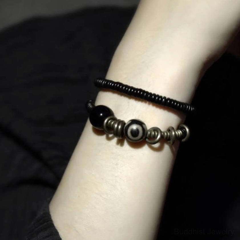 Meditation practice spiritual bracelet worn during mindfulness yoga session