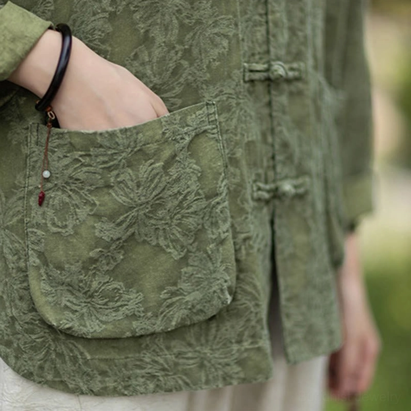 Flatlay of cotton-linen meditation clothing set showing shirt and pants together