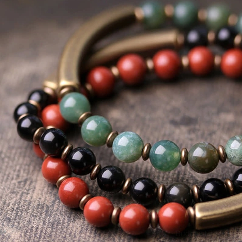 Handmade couple crystal bracelet for meditation - Red Jasper and copper combination for spiritual alignment