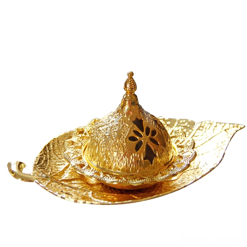 Buddhist meditation incense burner in living room décor setting creating peaceful atmosphere