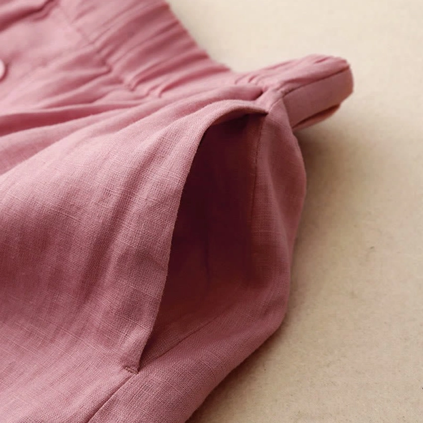 Women's meditation loungewear set in pale violet red showcasing breathable material and mindful design