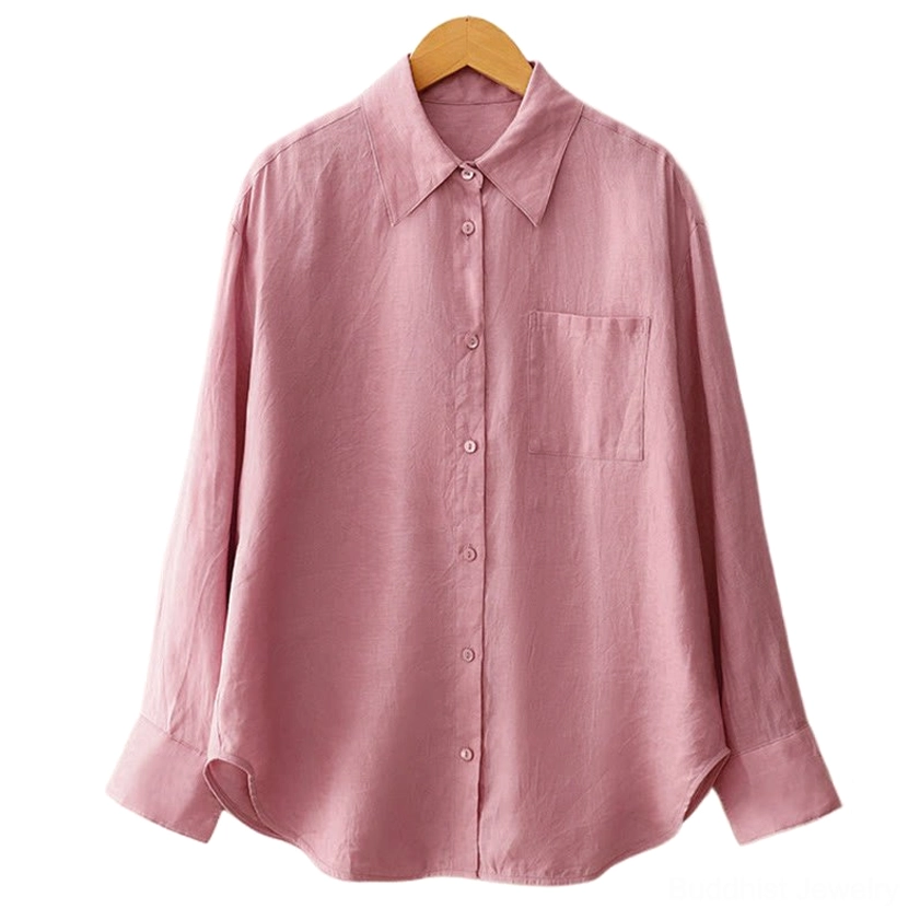 Women's meditation lounge set side profile showing relaxed fit and layered two-piece styling
