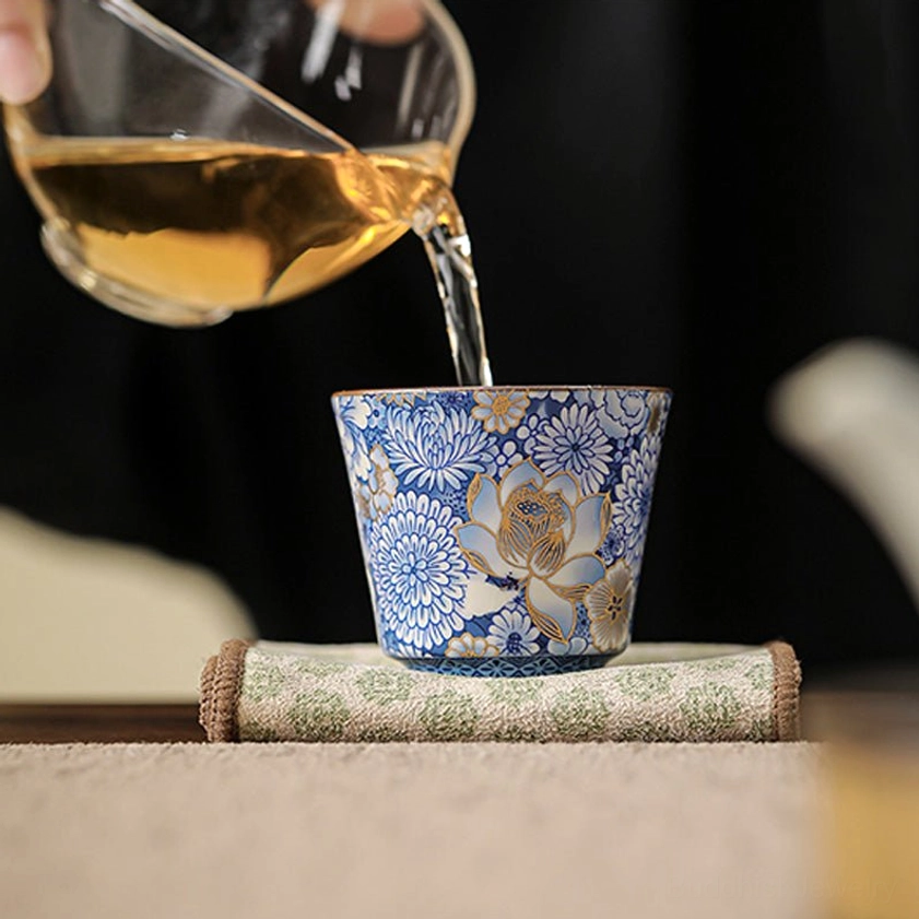 Handcrafted porcelain tea cup for meditation and mindfulness practice Buddhist inspired