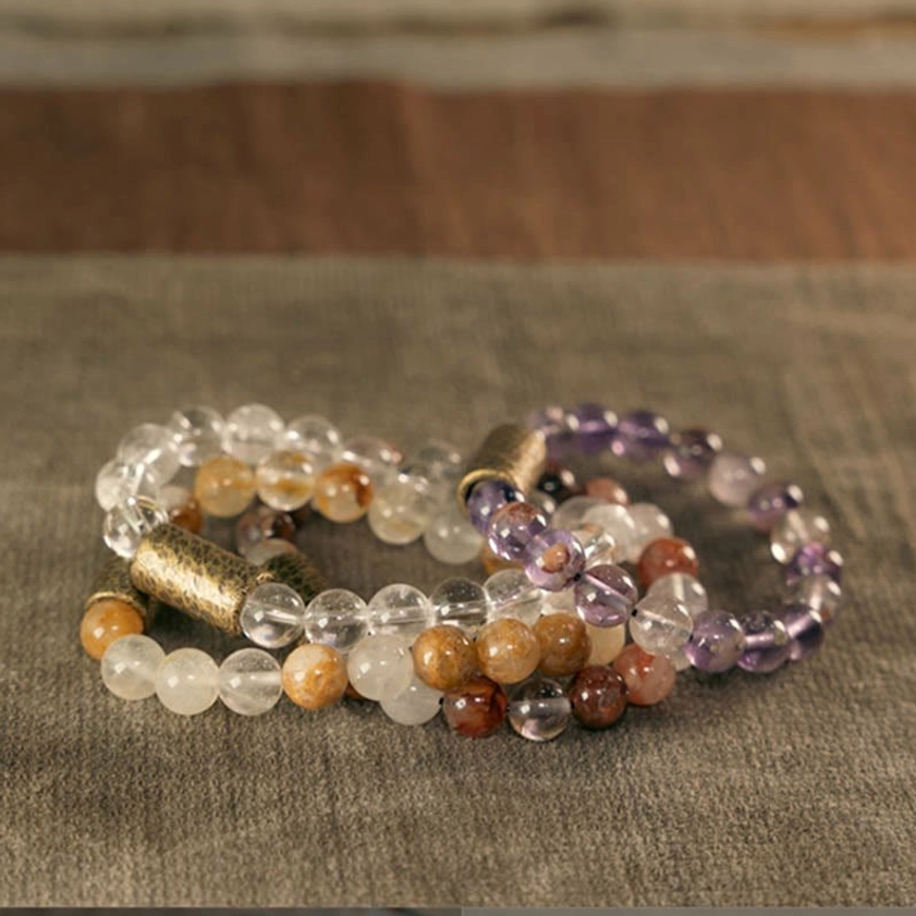 Multi-crystal bracelet for meditation spiritual growth and emotional balance support