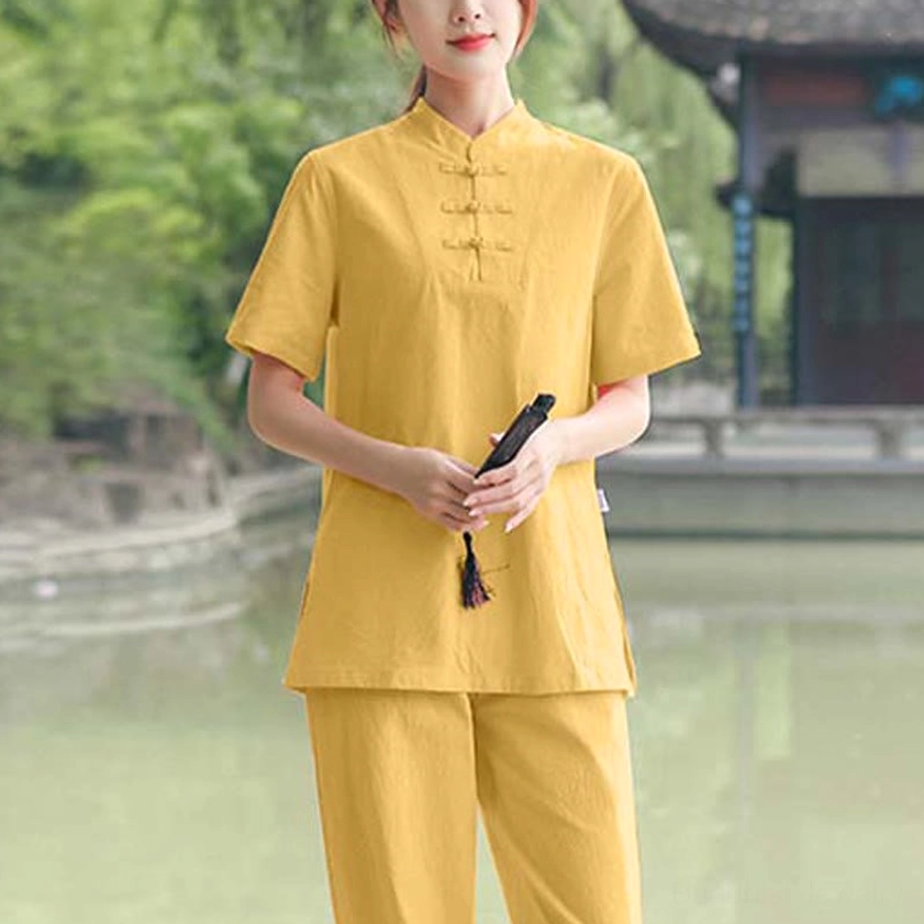 Women's tai chi meditation clothing set available in multiple colors showcasing versatility for different practice styles