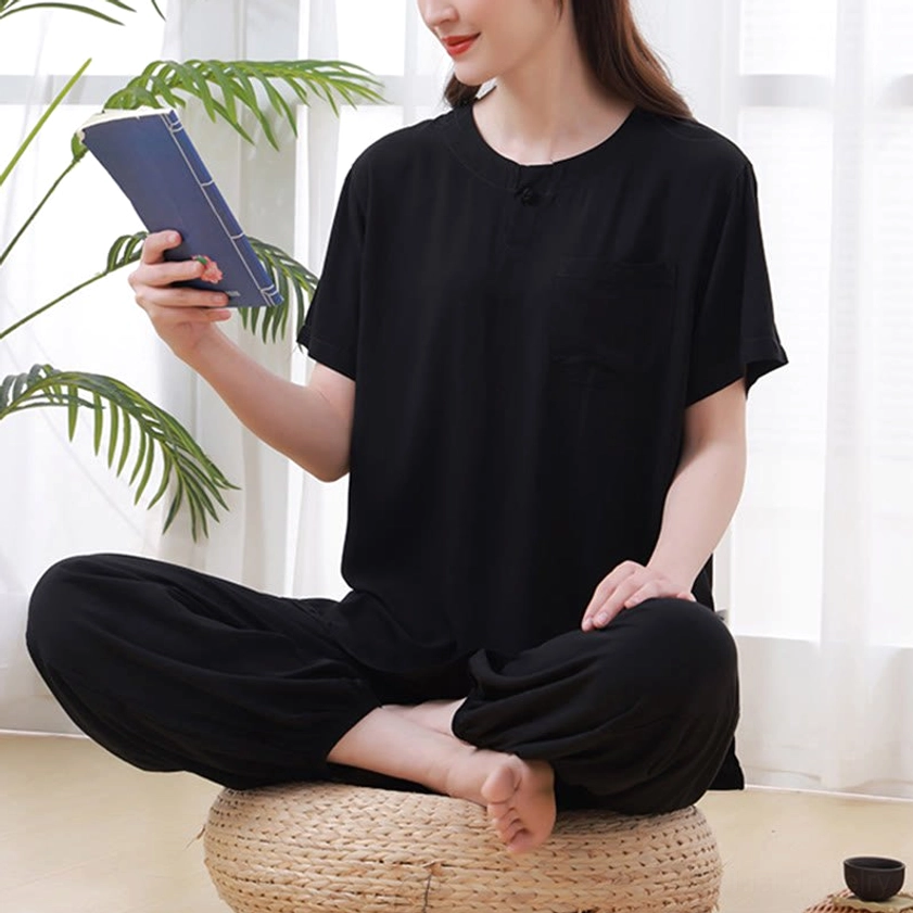 Beige meditation Zen suit care instructions hand wash hang dry natural fabric