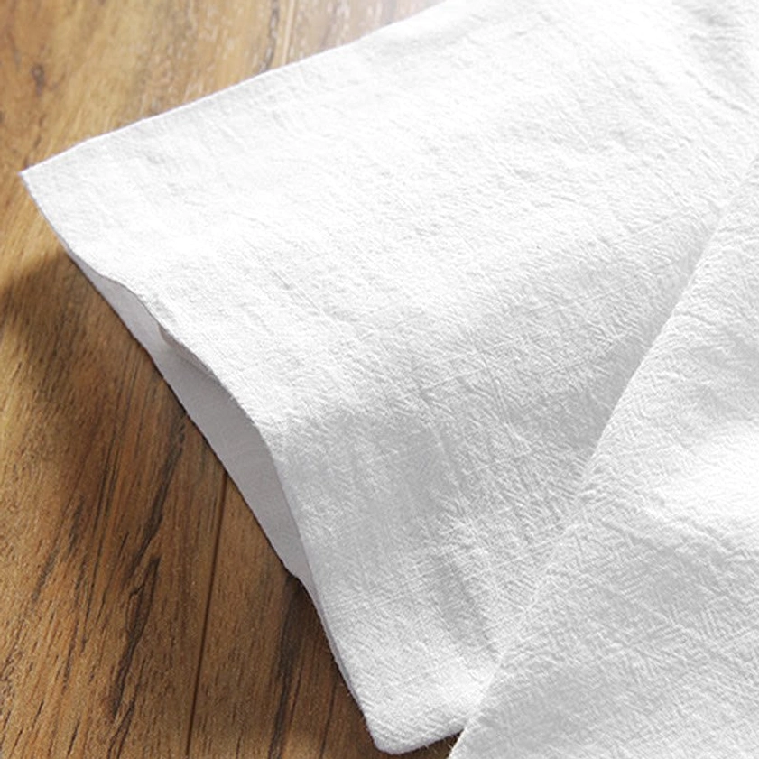 Cotton linen fabric texture detail of breathable meditation clothing material