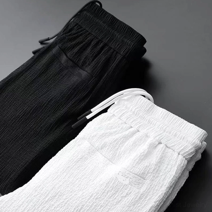 Men's Buddhist monastic inspired linen shirt and pants ensemble, lifestyle presentation