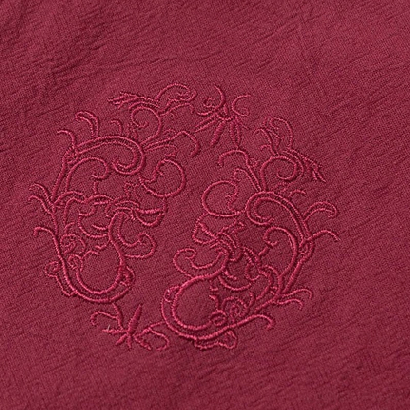 Men's Buddhist meditation cotton shirt and pants set with frog buttons, lifestyle wear detail