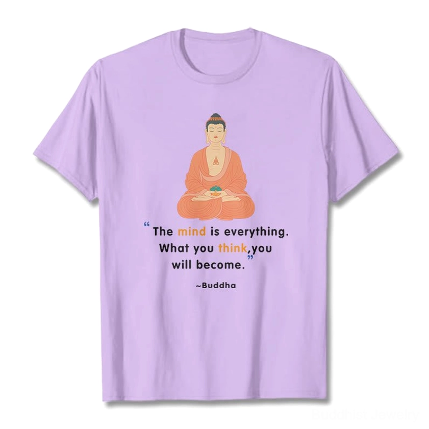 Men's light grey Buddhist meditation t-shirt relaxed fit model view