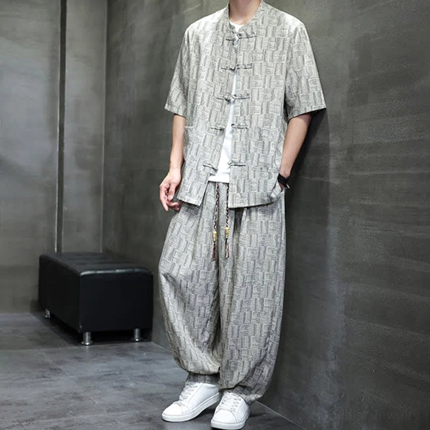 Men's geometric print harem pants - relaxed fit perfect for meditation and casual wear