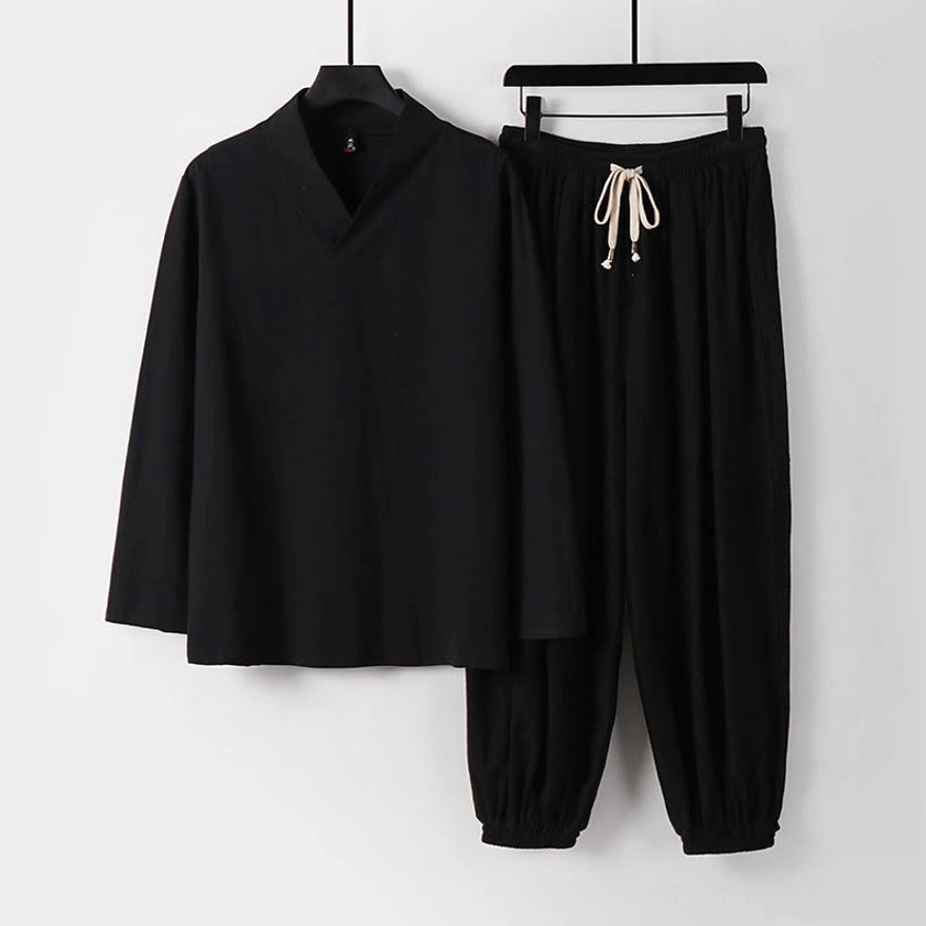 Men's Hanfu Tang suit cotton cross-collar top – traditional design studio view