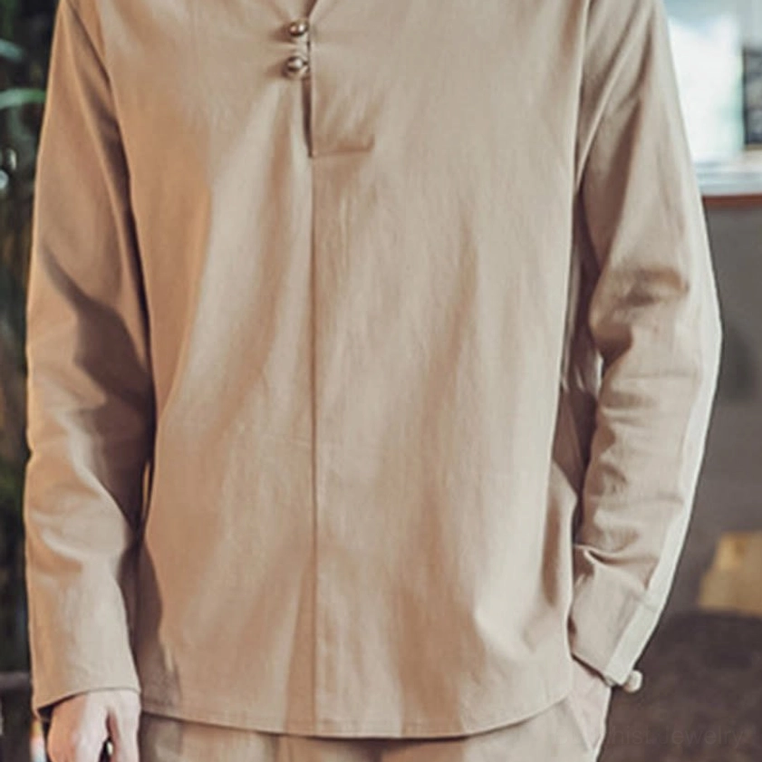 Men's linen meditation outfit perfect for Buddhist temple visits and retreats