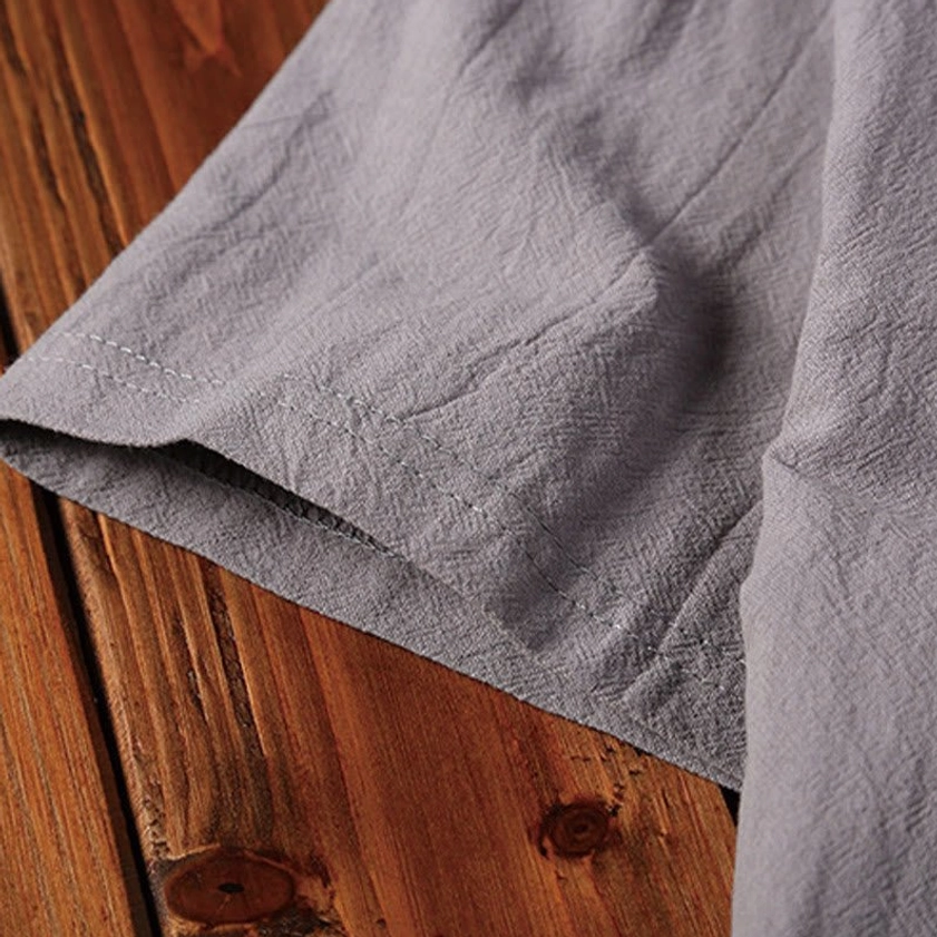 Men's meditation clothing set with henley collar, multiple color options available