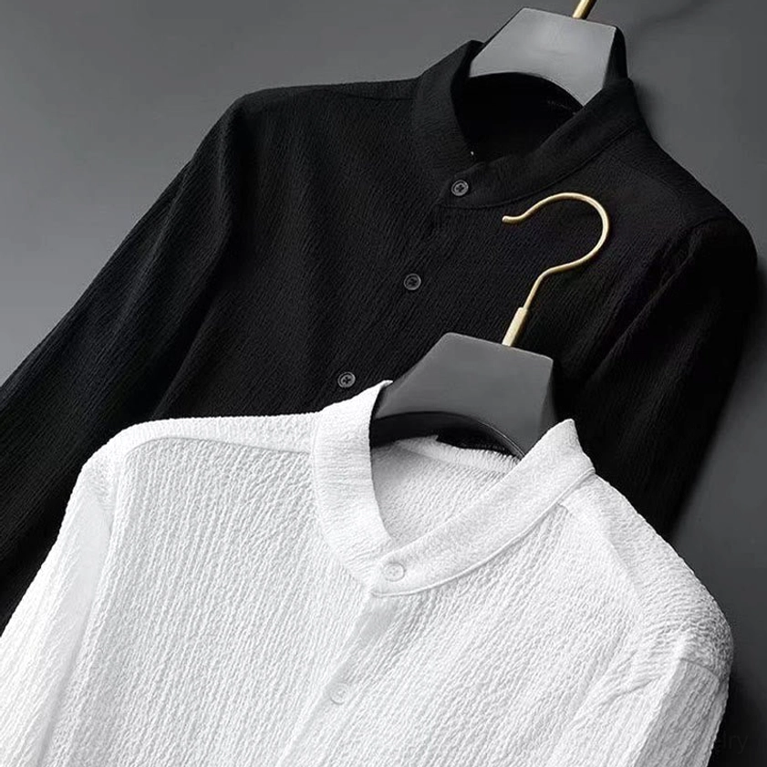 Men's Buddhist meditation linen set, full garment styling detail shot