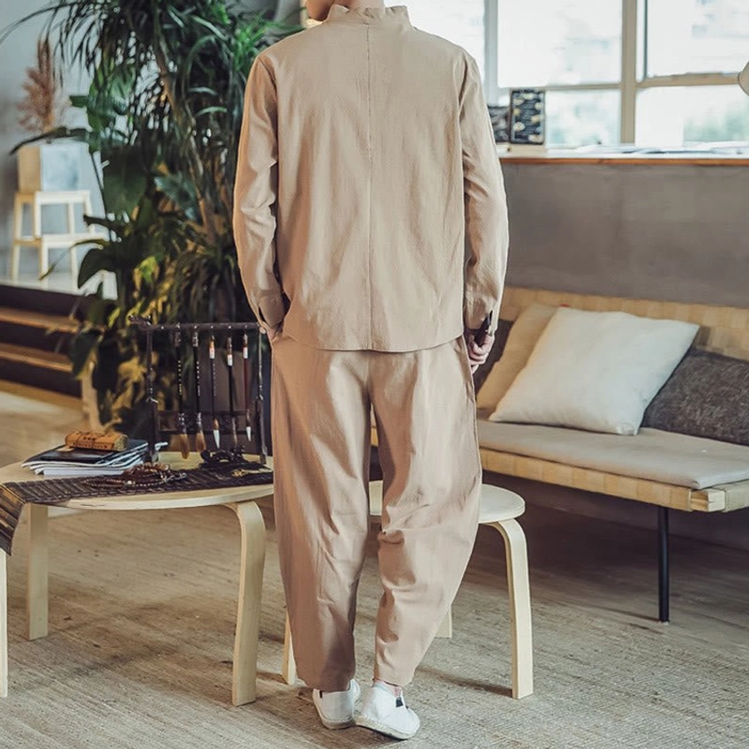 Men's meditation clothing set handcrafted artisan quality detail