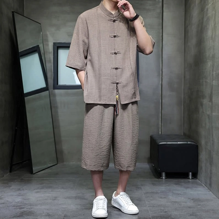 Men's Peru meditation suit with functional pockets and comfortable elastic waist