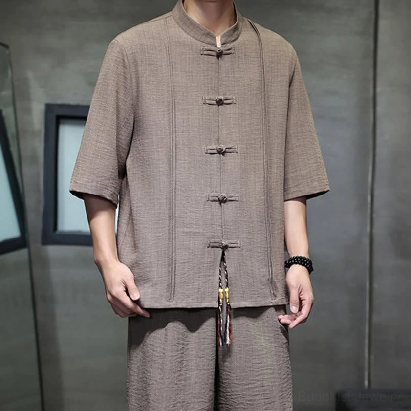 Men's Peru two-piece meditation suit showing complete ensemble for mindfulness practice