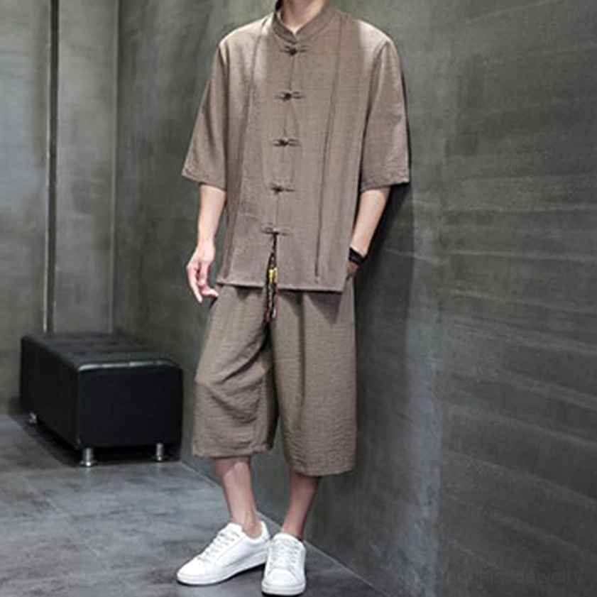 Men's Peru color two-piece meditation clothing with relaxed fit and traditional details