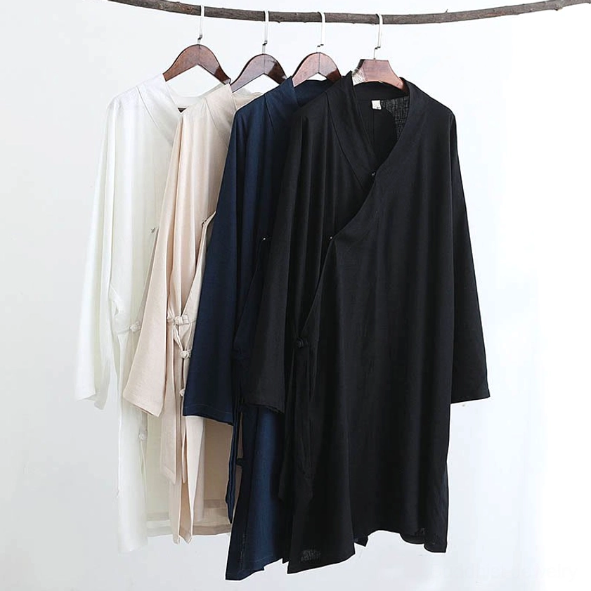 Multiple color options available for men's Buddhist meditation Tai Chi uniform set