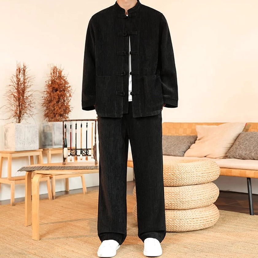 Men's Tang suit jacket and pants quality craftsmanship detail view