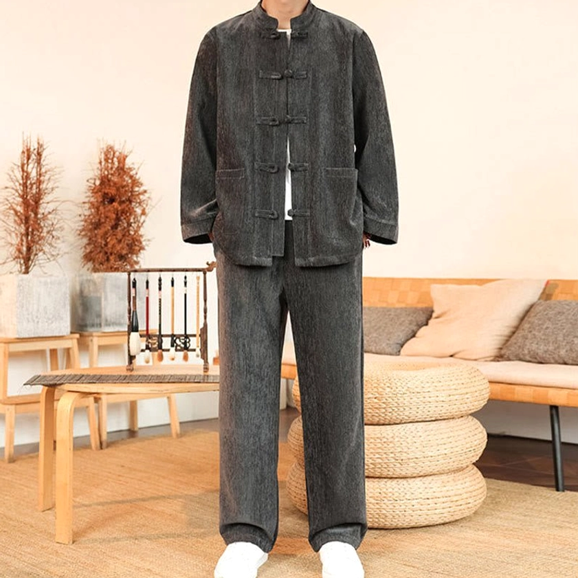 Men's Tang suit complete ensemble showing jacket fit and pant length
