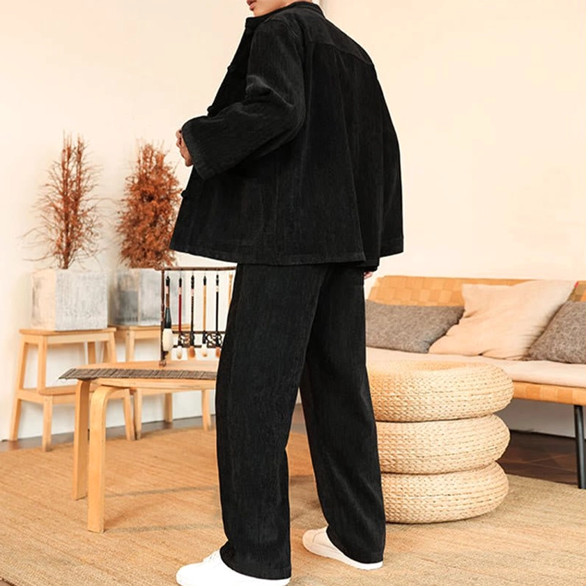 Men's Tang suit front view showcasing frog button design and fabric quality