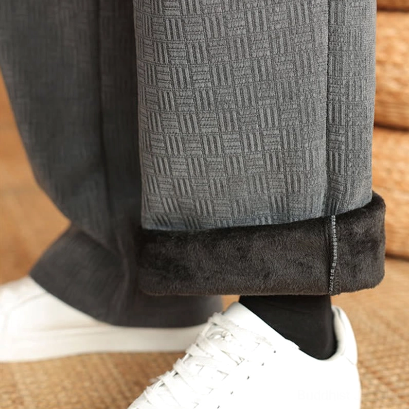 Men's Tang suit cotton padded ensemble, close-up of frog buttons and traditional Chinese collar styling