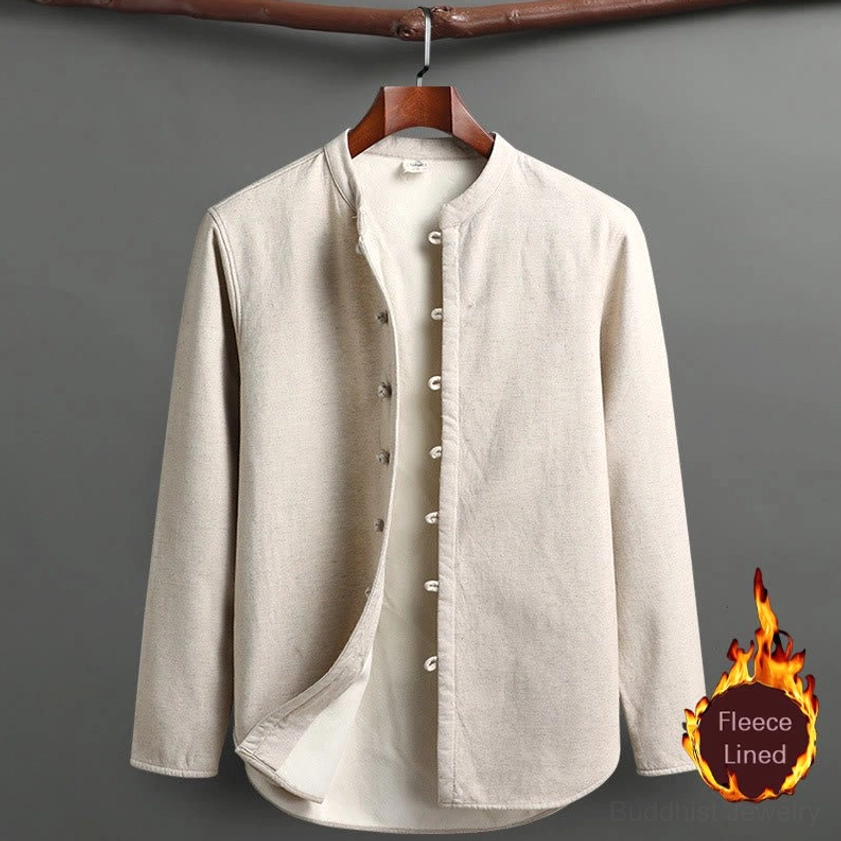 Men's Traditional Tang Suit Set Hanging Display - Complete Two-Piece Ensemble View