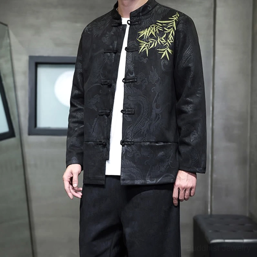 Men's traditional Tang suit showing pocket placement and jacket functionality
