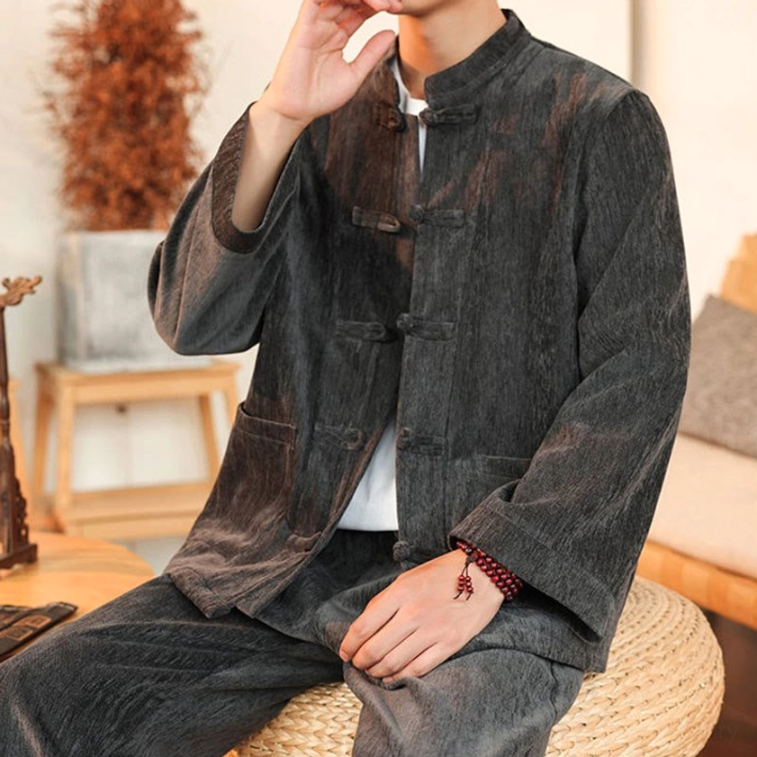 Men's Tang suit jacket and pants close-up showing seam quality and fabric