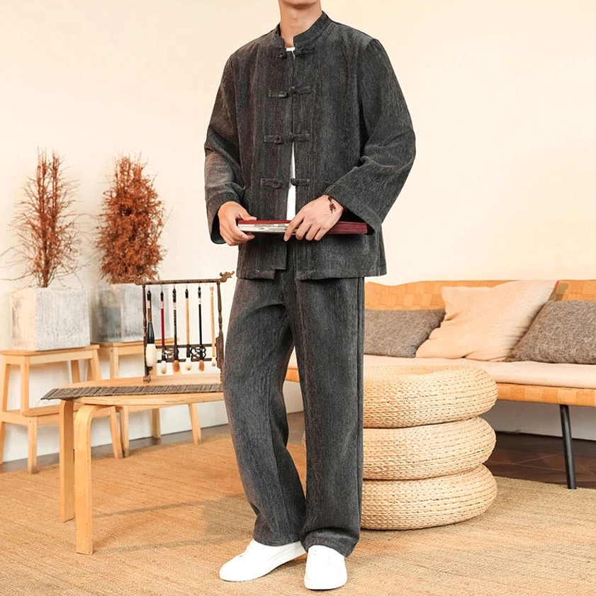 Men's Tang suit jacket and pants combination side-back view