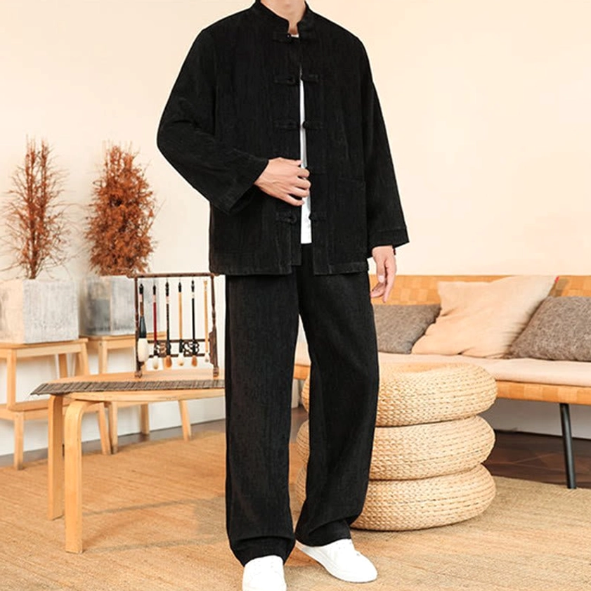 Men's Tang suit jacket and pants side view showing fit and proportions
