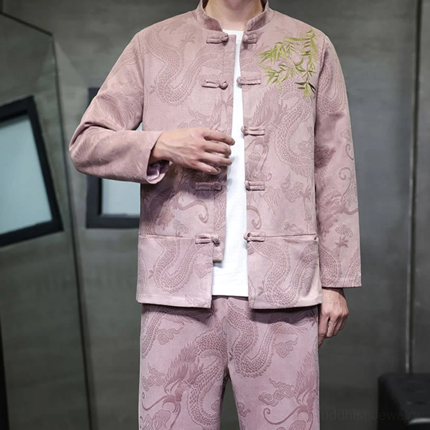 Men's traditional Tang suit complete two-piece set for Tai Chi, Kung Fu, and formal wear