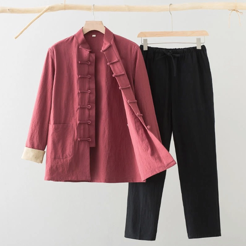 Men's Tang suit three-quarter view displaying overall fit and authentic traditional design elements