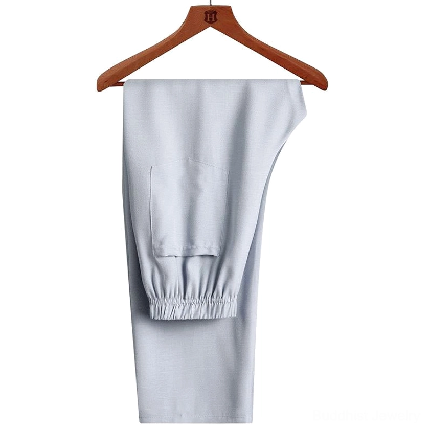 White Tang suit two-piece set - front view with stand collar and frog closures