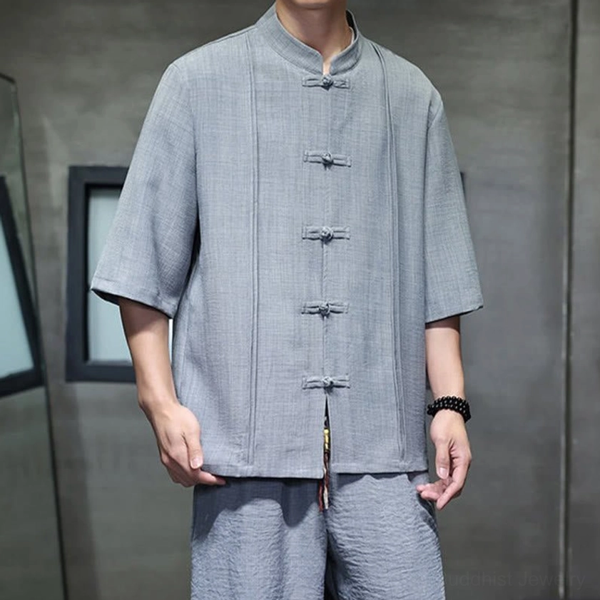 Men's zen meditation suit with vintage aesthetic ideal for mindfulness practice and spiritual gatherings