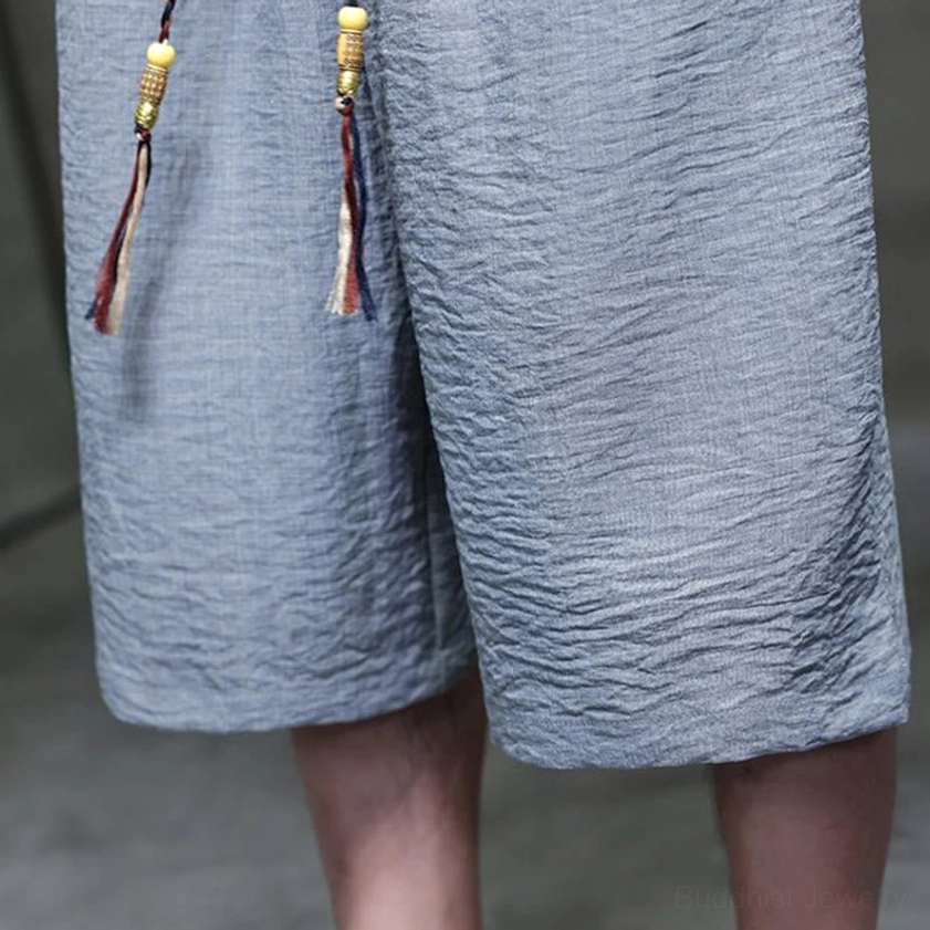 Men's zen meditation two-piece set showing all components and fit for mindfulness practices