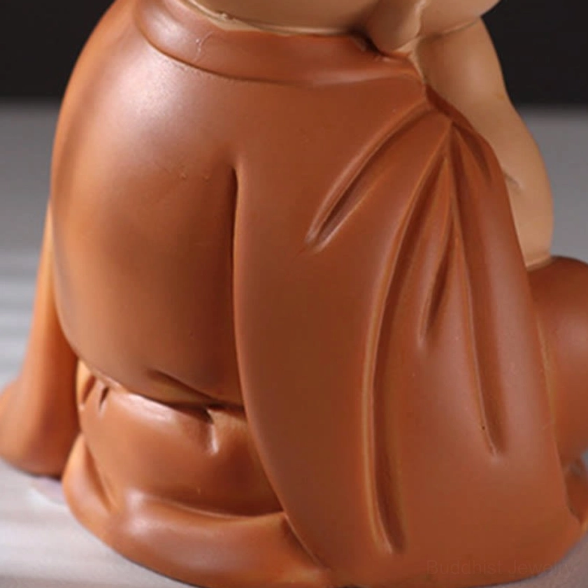 Mini meditation monk resin figurine for Buddhist home altar and spiritual sanctuary decoration