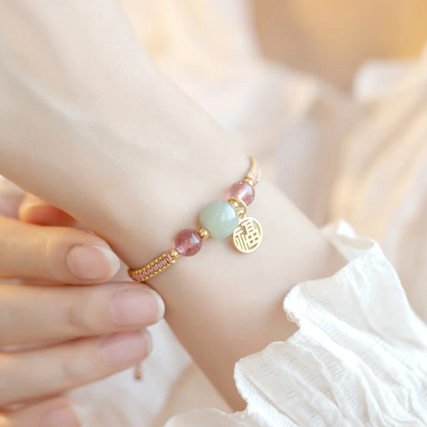 Mixed gemstone lotus bracelet with multiple natural stone options