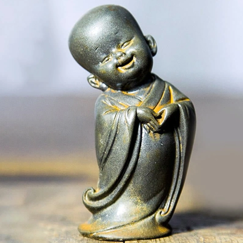 Monk Making Heart Gesture - Iron Powder Resin Figurine for Compassion and Loving-Kindness Practice