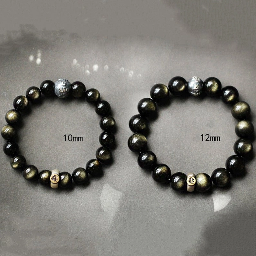 Monkey zodiac natal Buddha obsidian bracelet for intelligence and sharp intuition